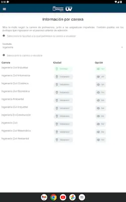Admisión UV android App screenshot 1