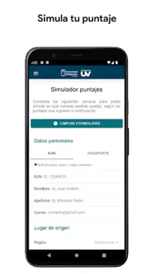 Admisión UV android App screenshot 5